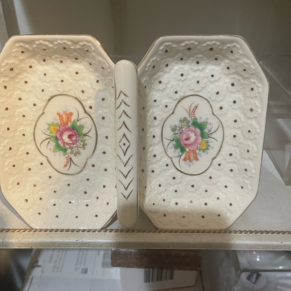 Floral Embossed Ceramic Dish